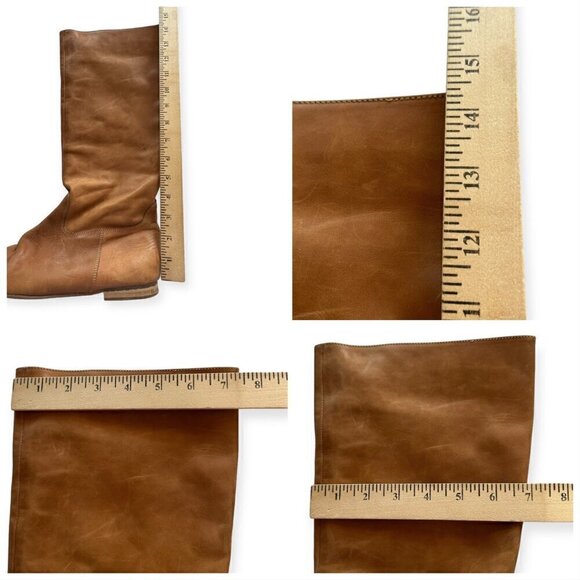 Jonak Paris Tan Distressed Leather Pull on Flat Boots, Size 39/40 EU, - Picture 16 of 16